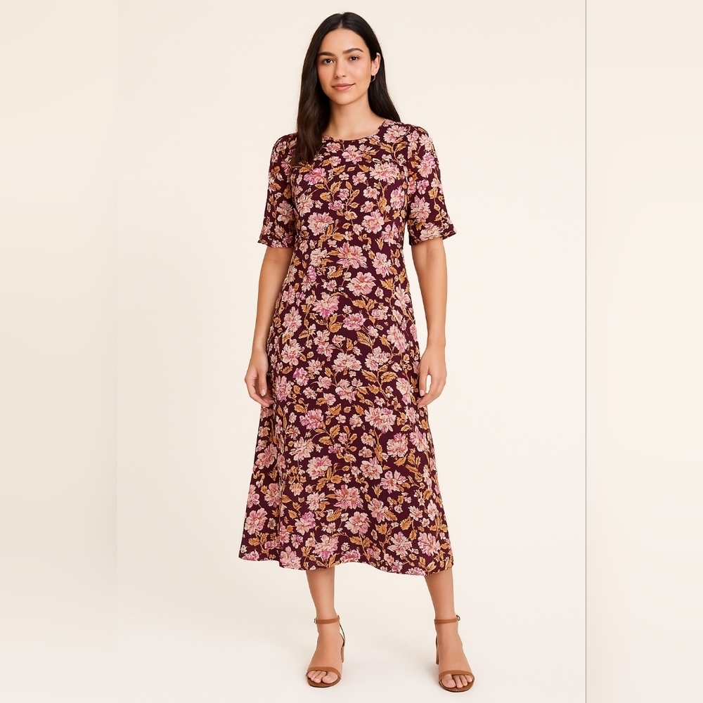 LOFT Cottagecore Barbie Fairy Boho‎ Long Floral Dress Butterly Summer Colors